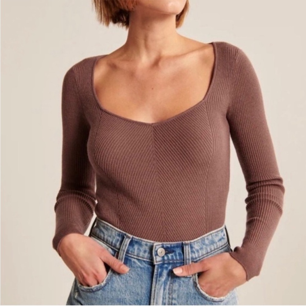 Abercrombie & Fitch LuxeLoft Date Night Sweater Long Sleeve Ribbed Cropped Large
